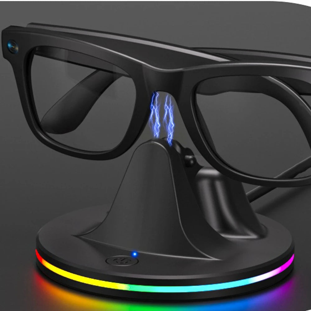 Charger Station for Rayban Meta Smart AI Glasses Wayfarer/Skyler/Headliner Portable Travel RGB Charging Stand with Type C Cable