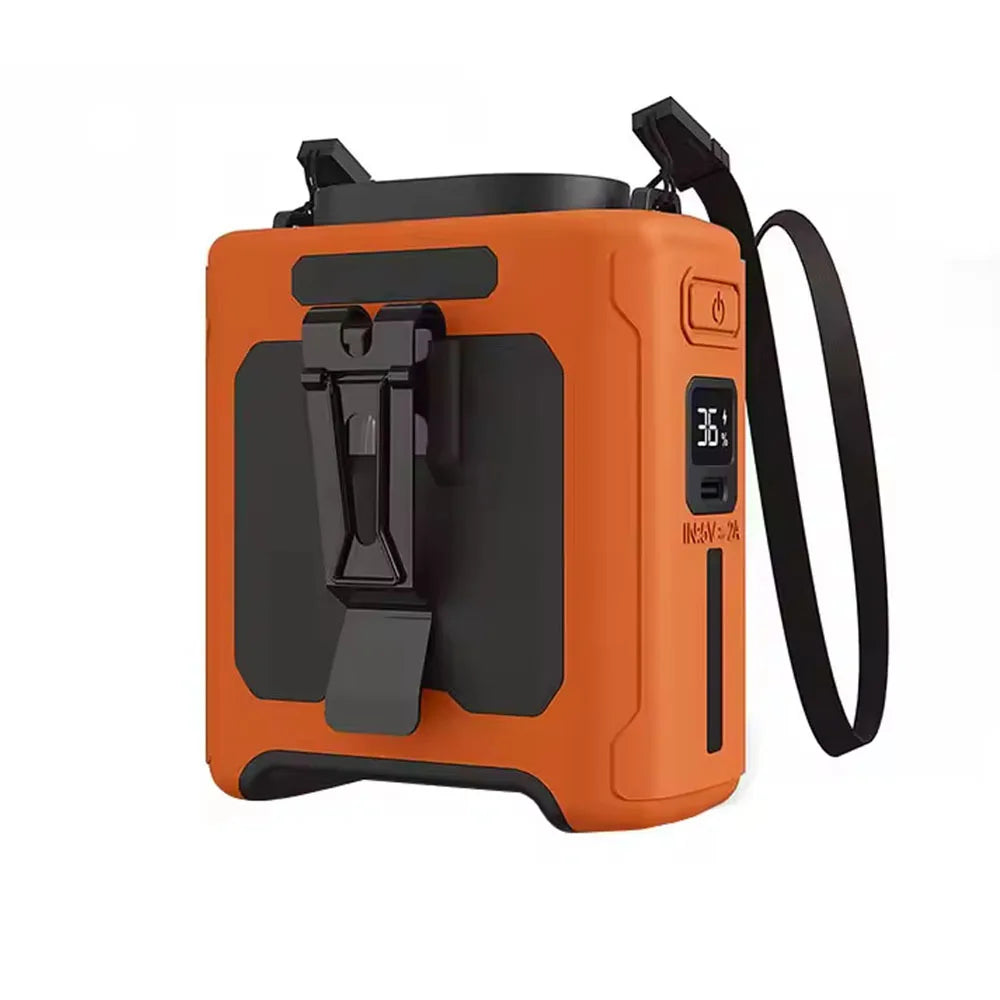 20000mAh Rechargeable Waist Fan Portable Hands Free Mini Fan With Power Bank Flashlight 5 Speeds For Outdoor Activities