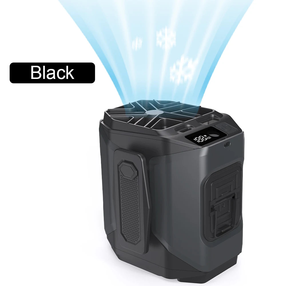 20000mAh Rechargeable Waist Fan Portable Hands Free Mini Fan With Power Bank Flashlight 5 Speeds For Outdoor Activities